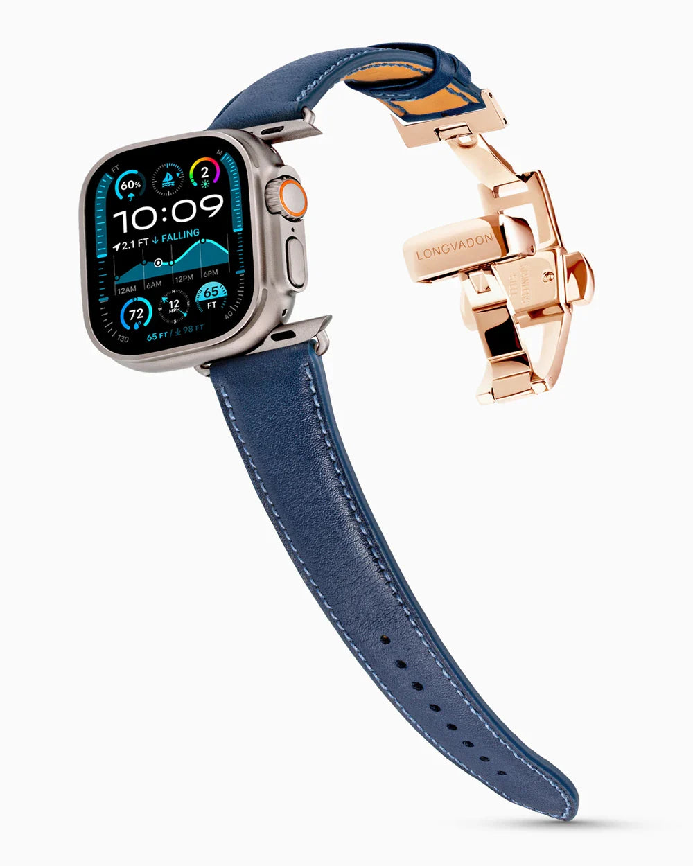 Swift Series luxury Apple Watch leather band on an Apple Watch Ultra