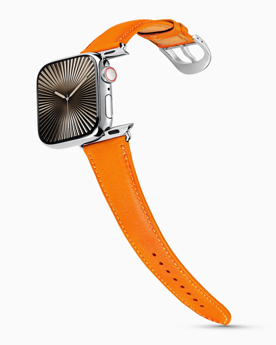 Swift Series luxury Apple Watch leather band on a Series 10 Apple Watch