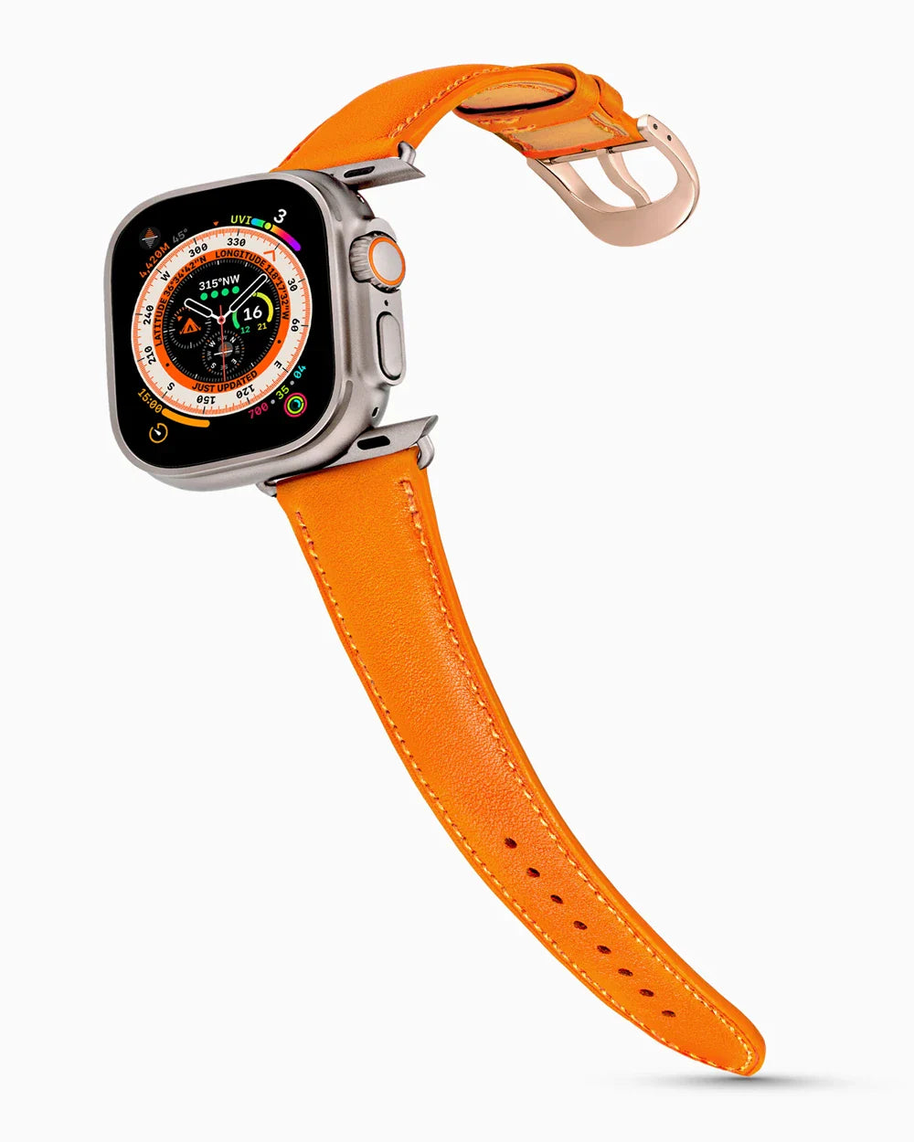 Swift Series luxury Apple Watch leather band on an Apple Watch Ultra