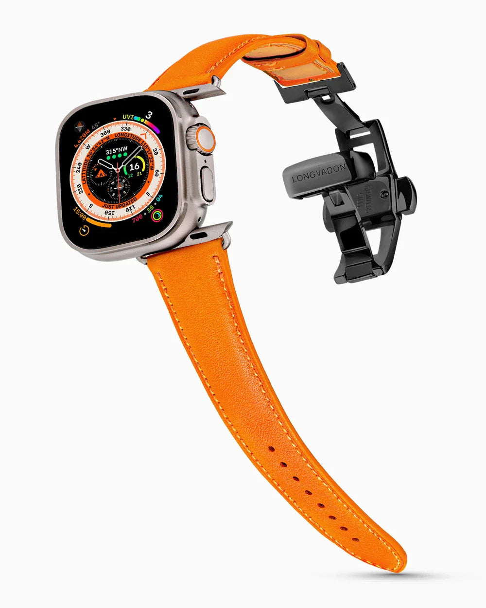 Swift Series luxury Apple Watch leather band on an Apple Watch Ultra