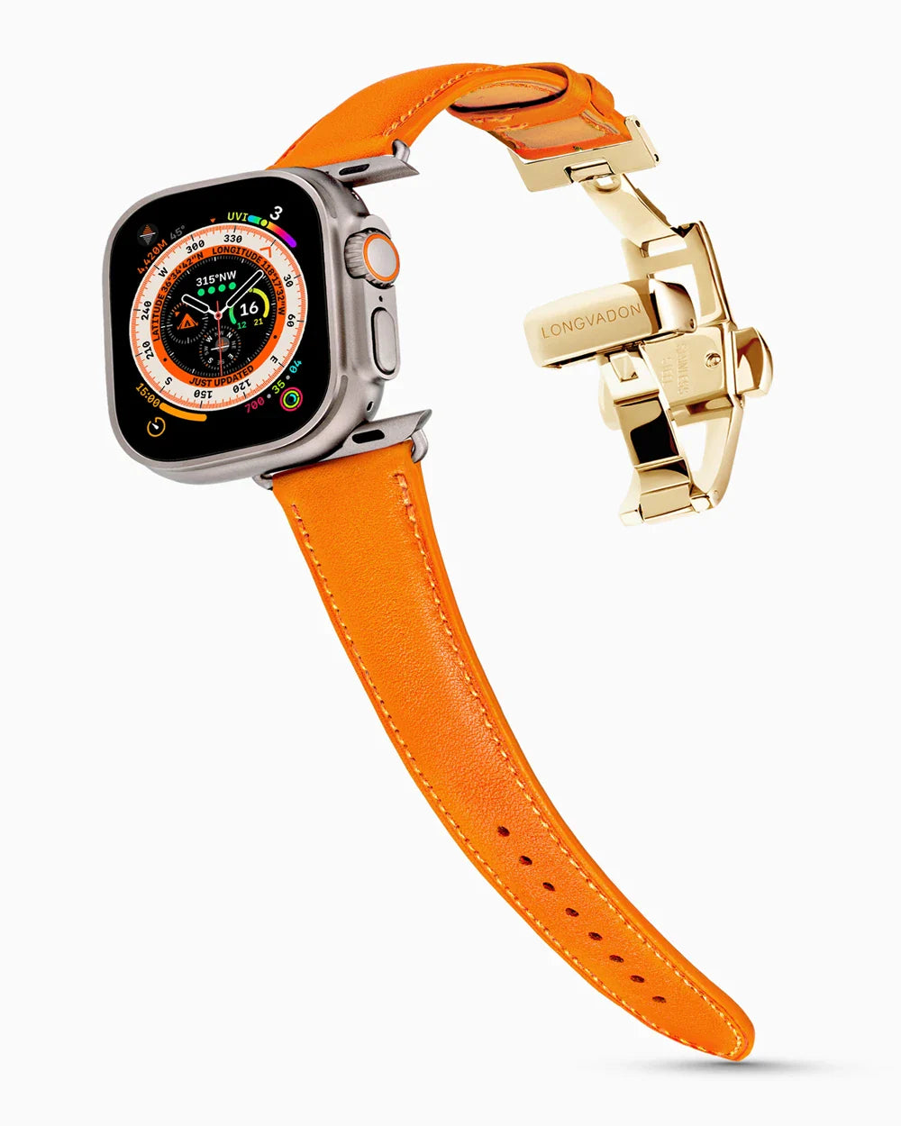 Swift Series luxury Apple Watch leather band on an Apple Watch Ultra