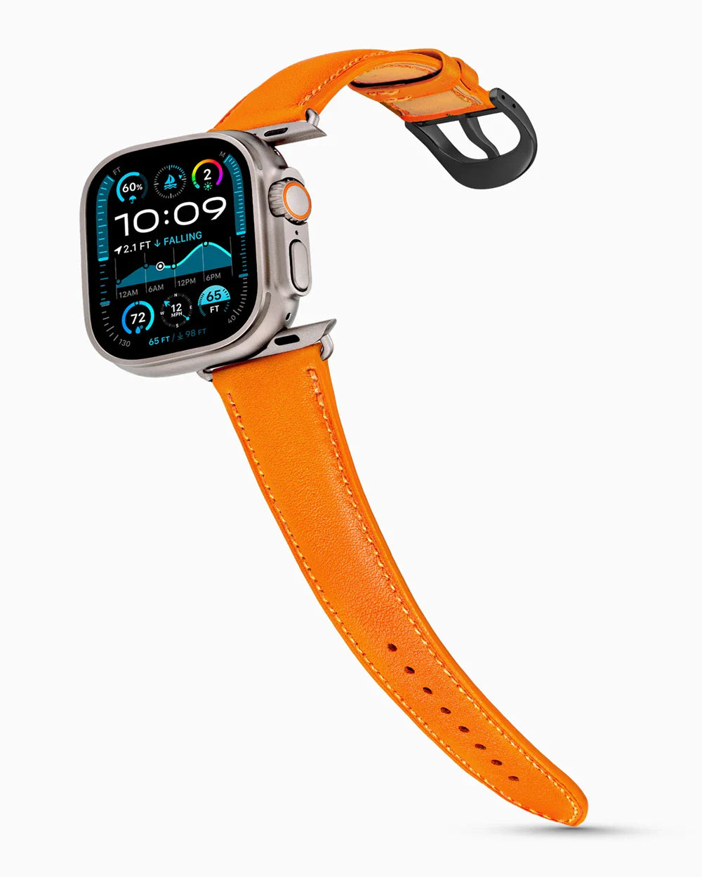 Swift Series luxury Apple Watch leather band on an Apple Watch Ultra