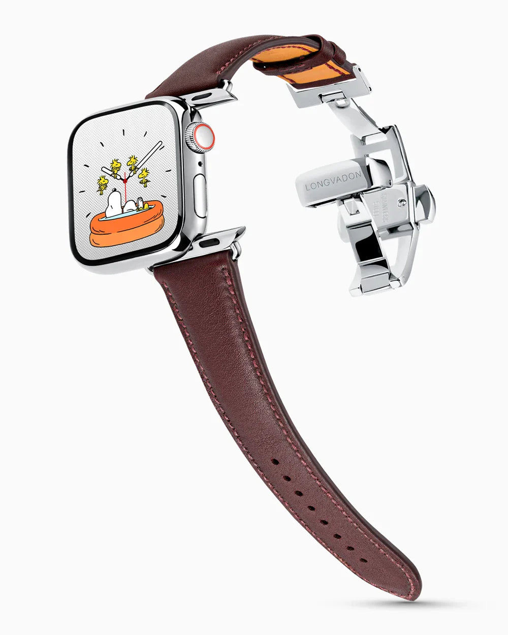 Swift Series luxury Apple Watch leather band on a Series 9 Apple Watch