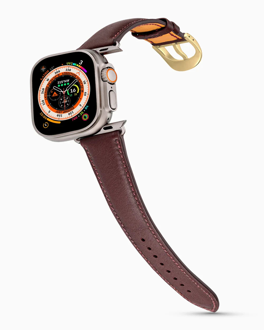 Swift Series luxury Apple Watch leather band on an Apple Watch Ultra