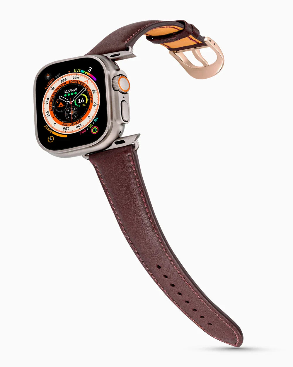 Swift Series luxury Apple Watch leather band on an Apple Watch Ultra