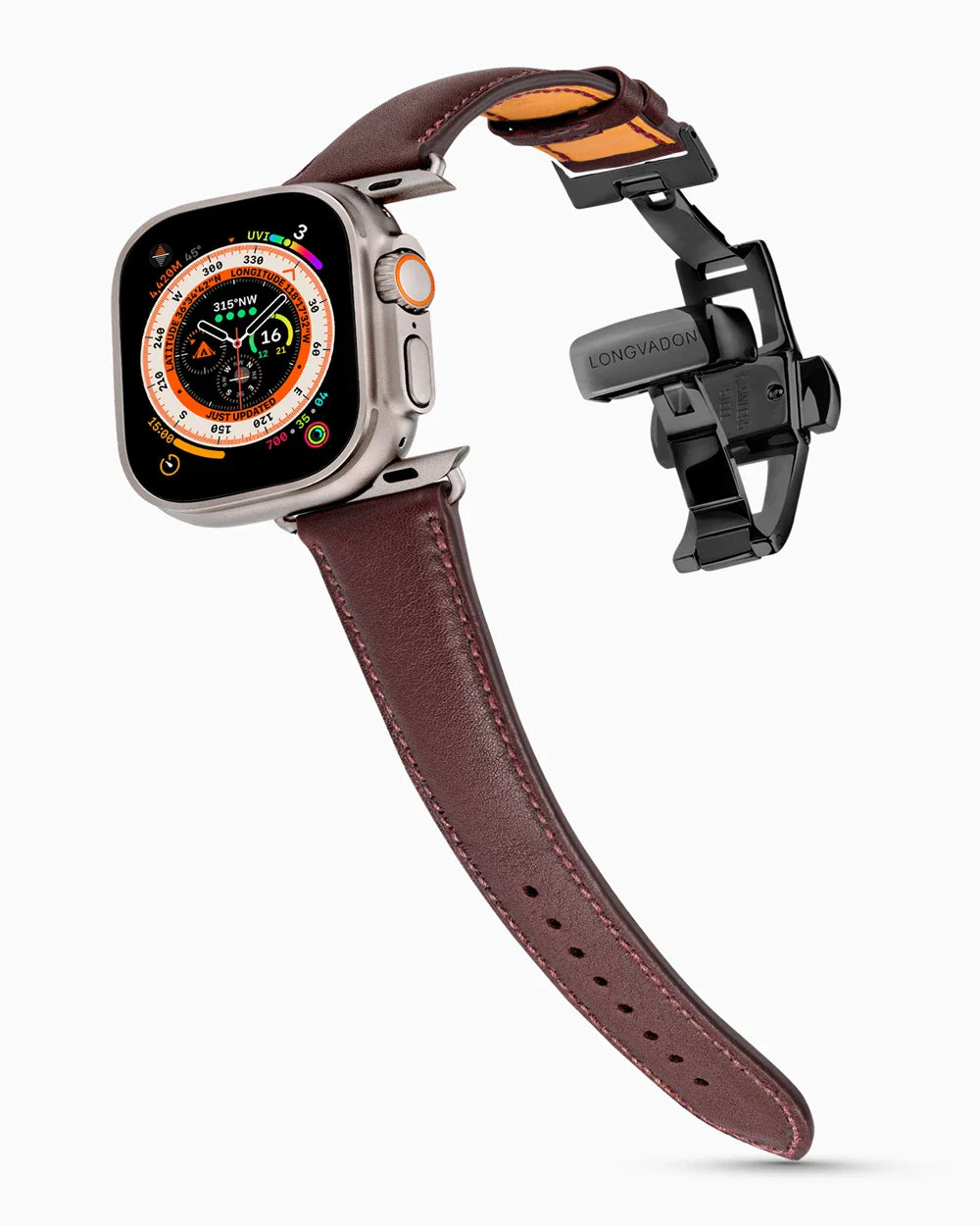 Swift Series luxury Apple Watch leather band on an Apple Watch Ultra