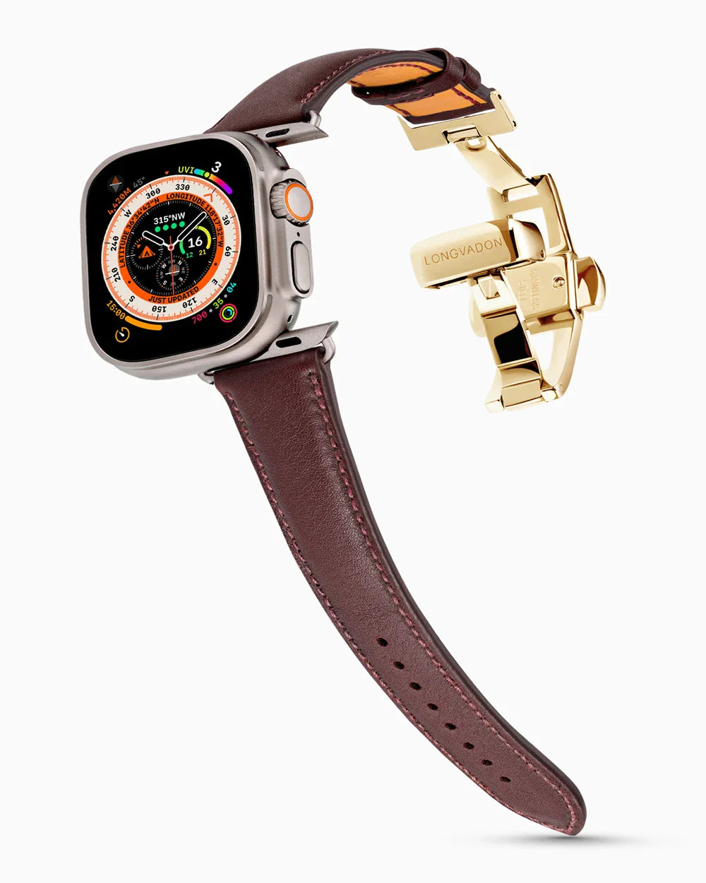 Swift Series luxury Apple Watch leather band on an Apple Watch Ultra