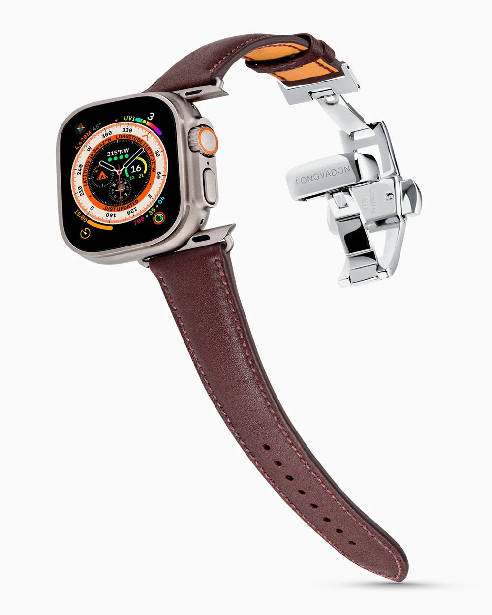 Swift Series luxury Apple Watch leather band on an Apple Watch Ultra