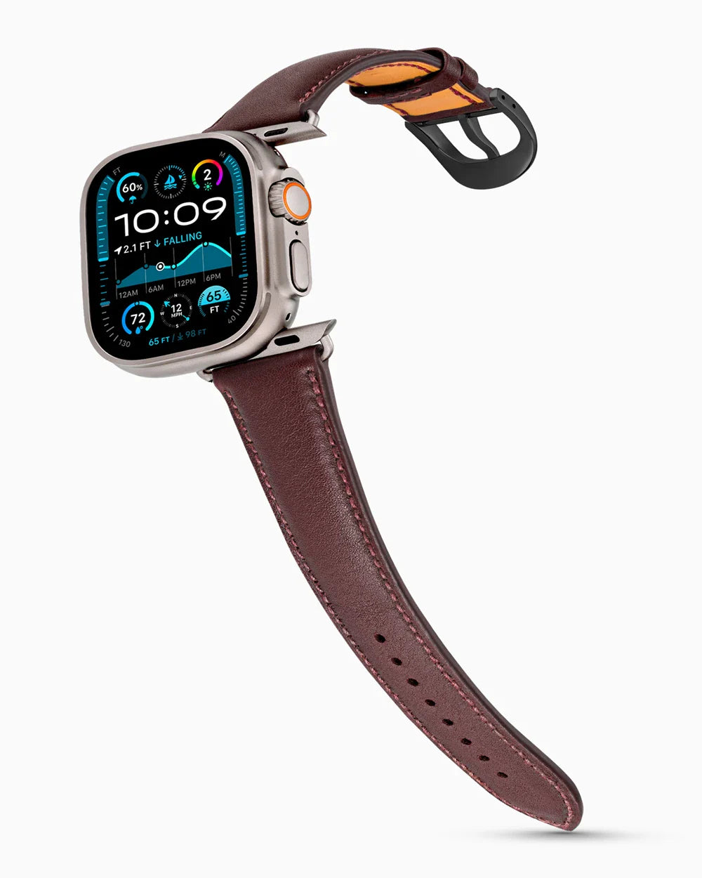 Swift Series luxury Apple Watch leather band on an Apple Watch Ultra