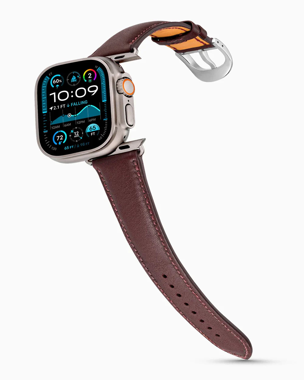 Swift Series luxury Apple Watch leather band on an Apple Watch Ultra