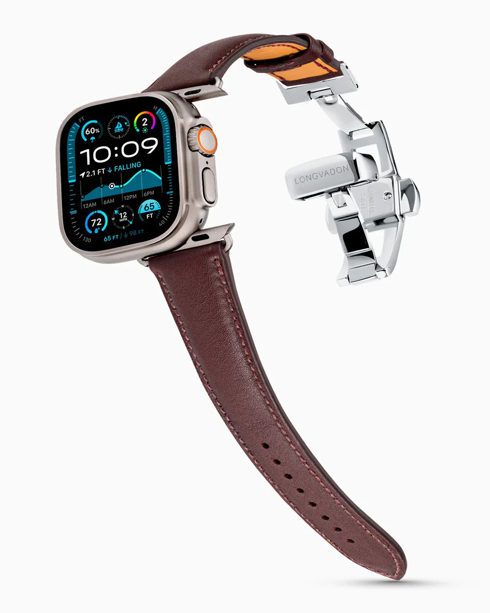 Swift Series luxury Apple Watch leather band on an Apple Watch Ultra