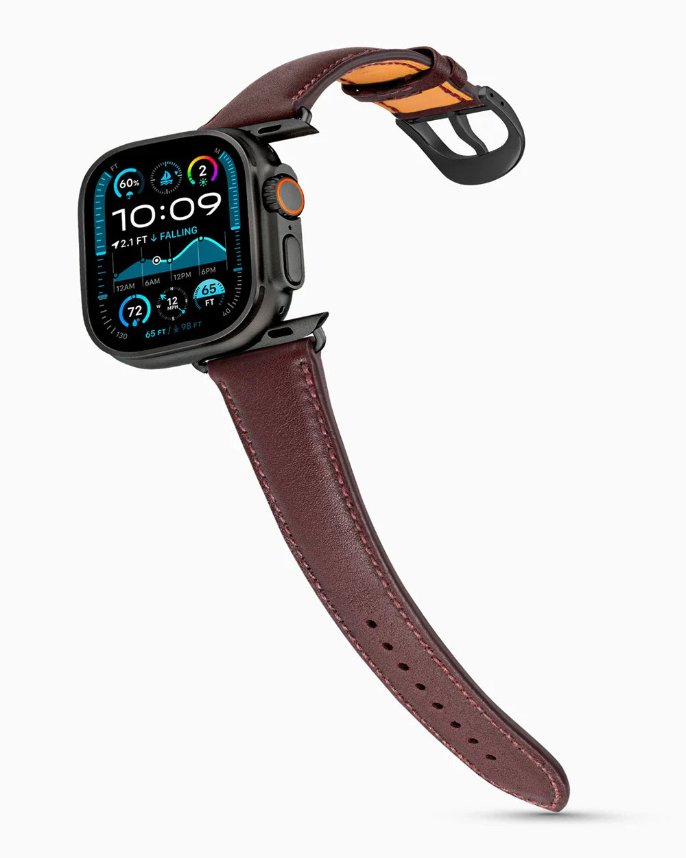 Swift Series luxury Apple Watch leather band on an Apple Watch Ultra