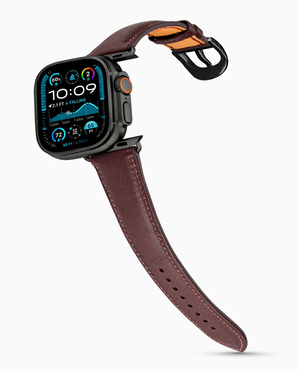 Swift Series luxury Apple Watch leather band on an Apple Watch Ultra