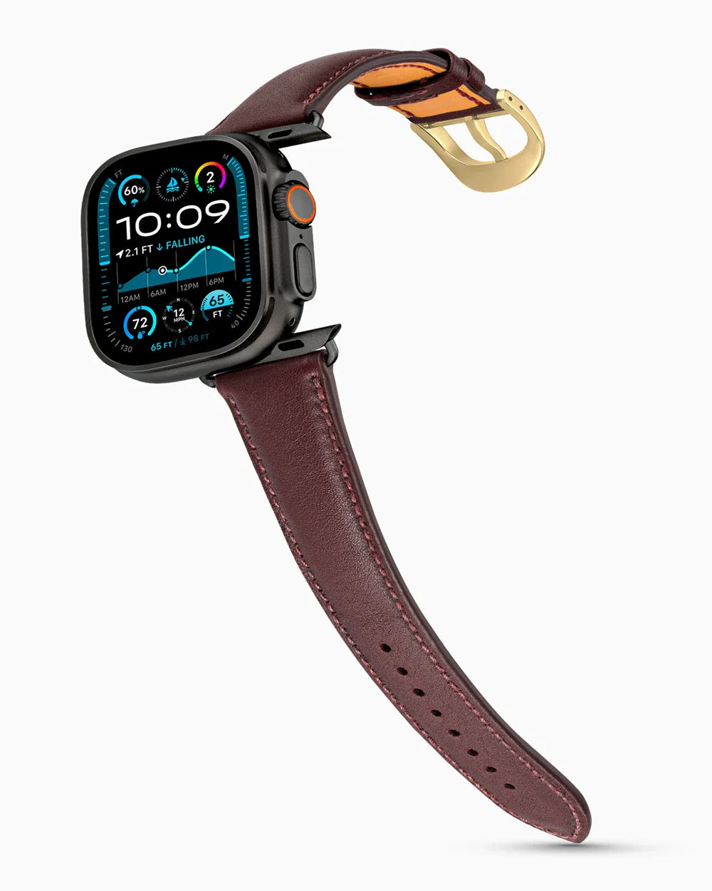 Swift Series luxury Apple Watch leather band on an Apple Watch Ultra