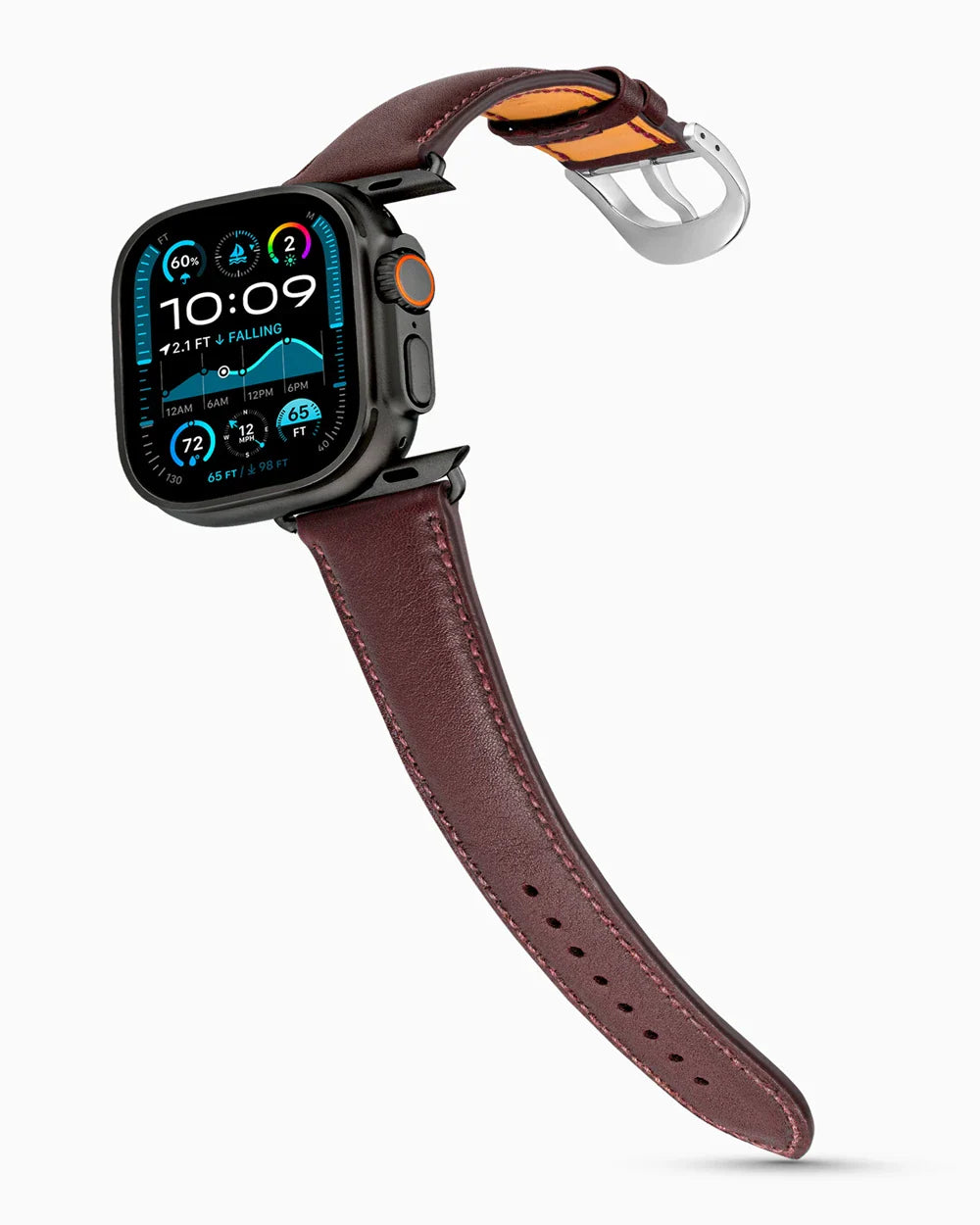 Swift Series luxury Apple Watch leather band on an Apple Watch Ultra