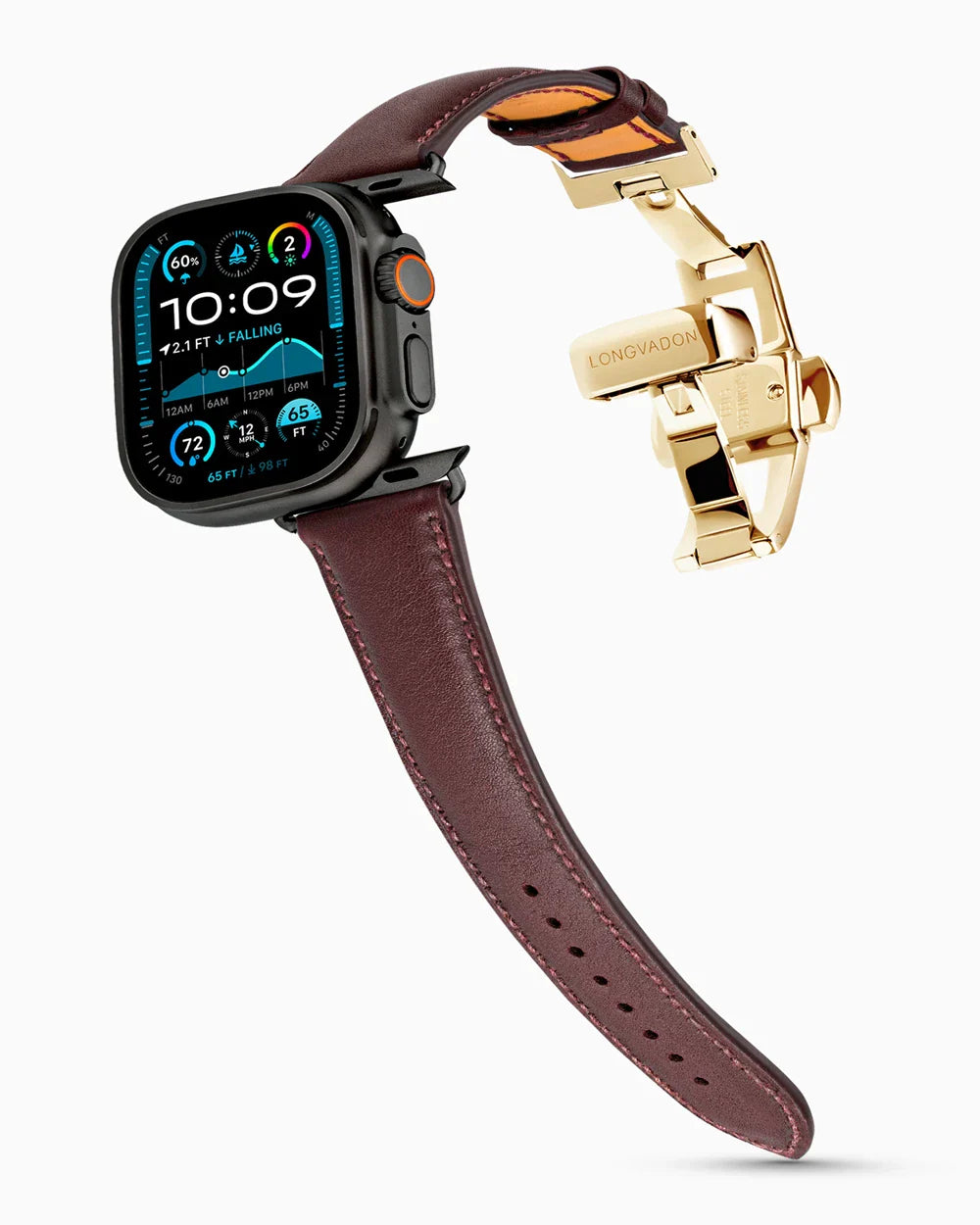 Swift Series luxury Apple Watch leather band on an Apple Watch Ultra