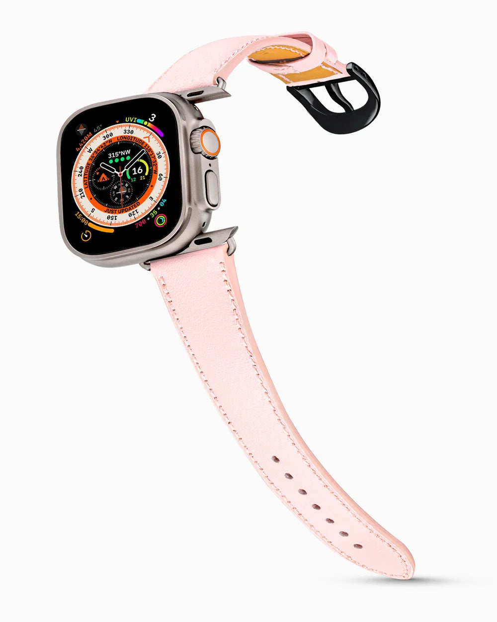 Swift Series luxury Apple Watch leather band on an Apple Watch Ultra
