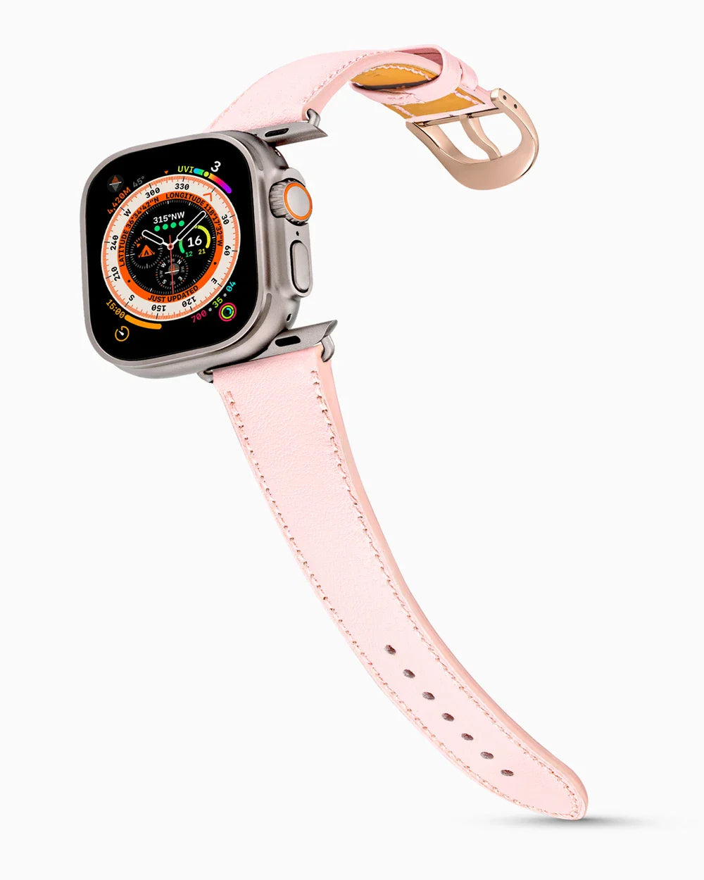 Swift Series luxury Apple Watch leather band on an Apple Watch Ultra
