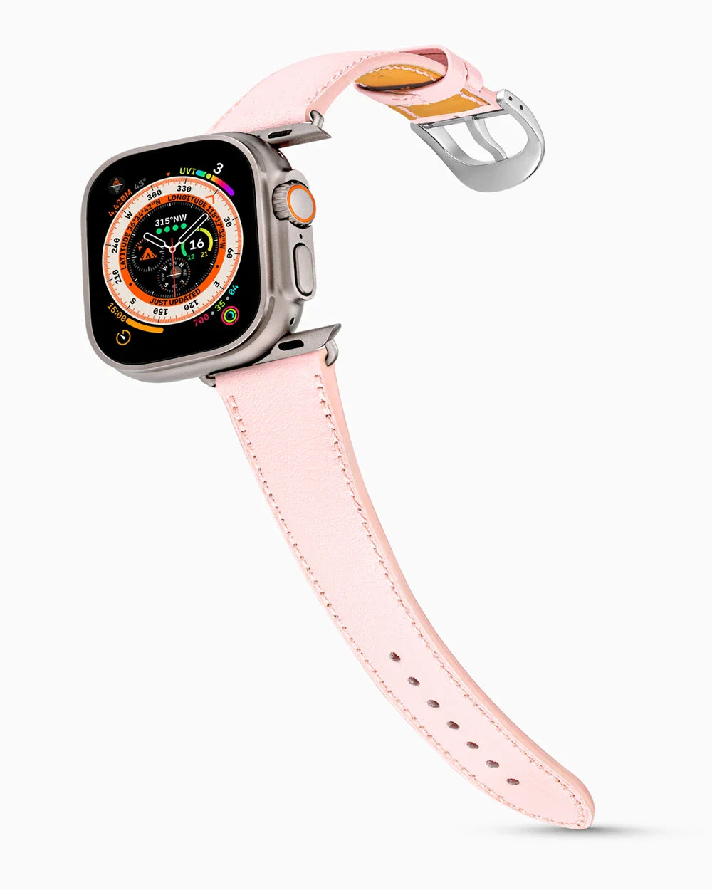 Swift Series luxury Apple Watch leather band on an Apple Watch Ultra