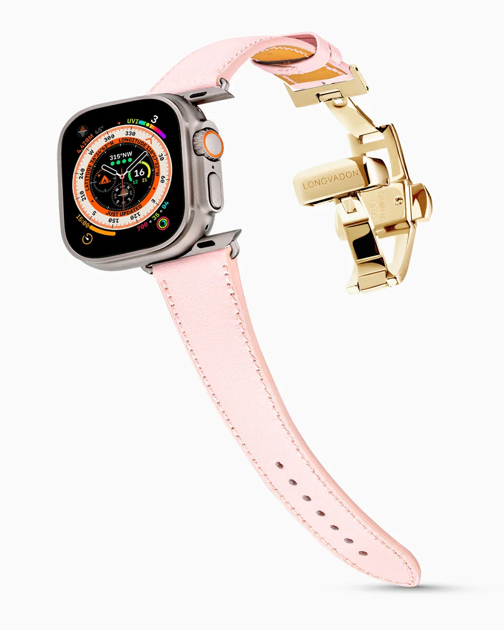 Swift Series luxury Apple Watch leather band on an Apple Watch Ultra