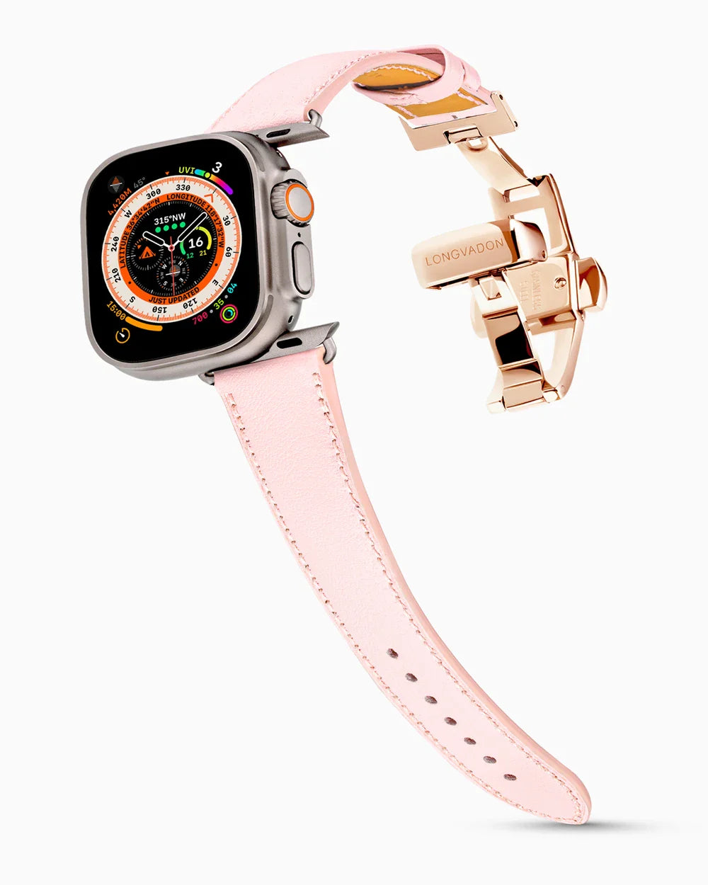 Swift Series luxury Apple Watch leather band on an Apple Watch Ultra