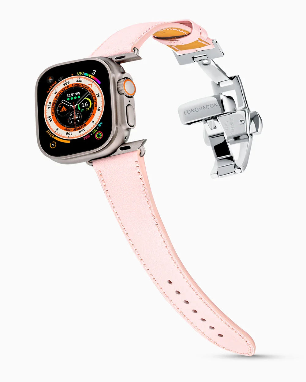 Swift Series luxury Apple Watch leather band on an Apple Watch Ultra