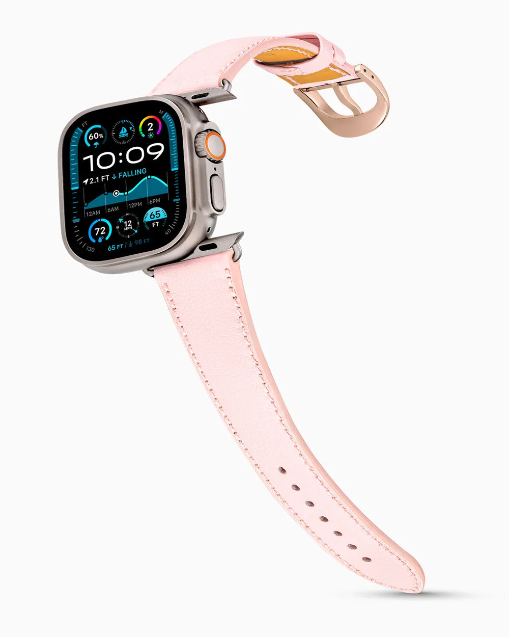 Swift Series luxury Apple Watch leather band on an Apple Watch Ultra