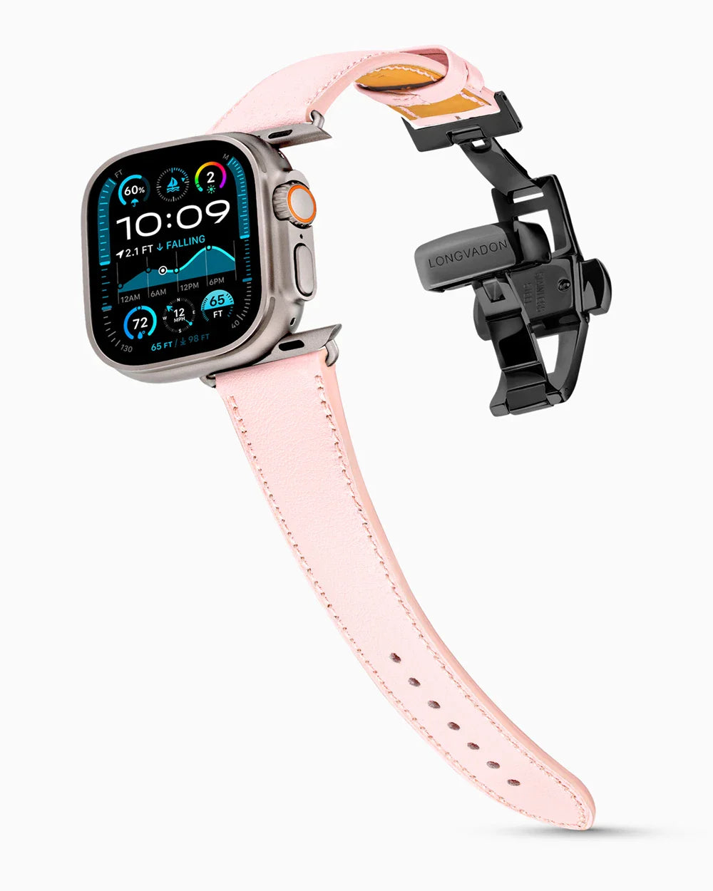 Swift Series luxury Apple Watch leather band on an Apple Watch Ultra