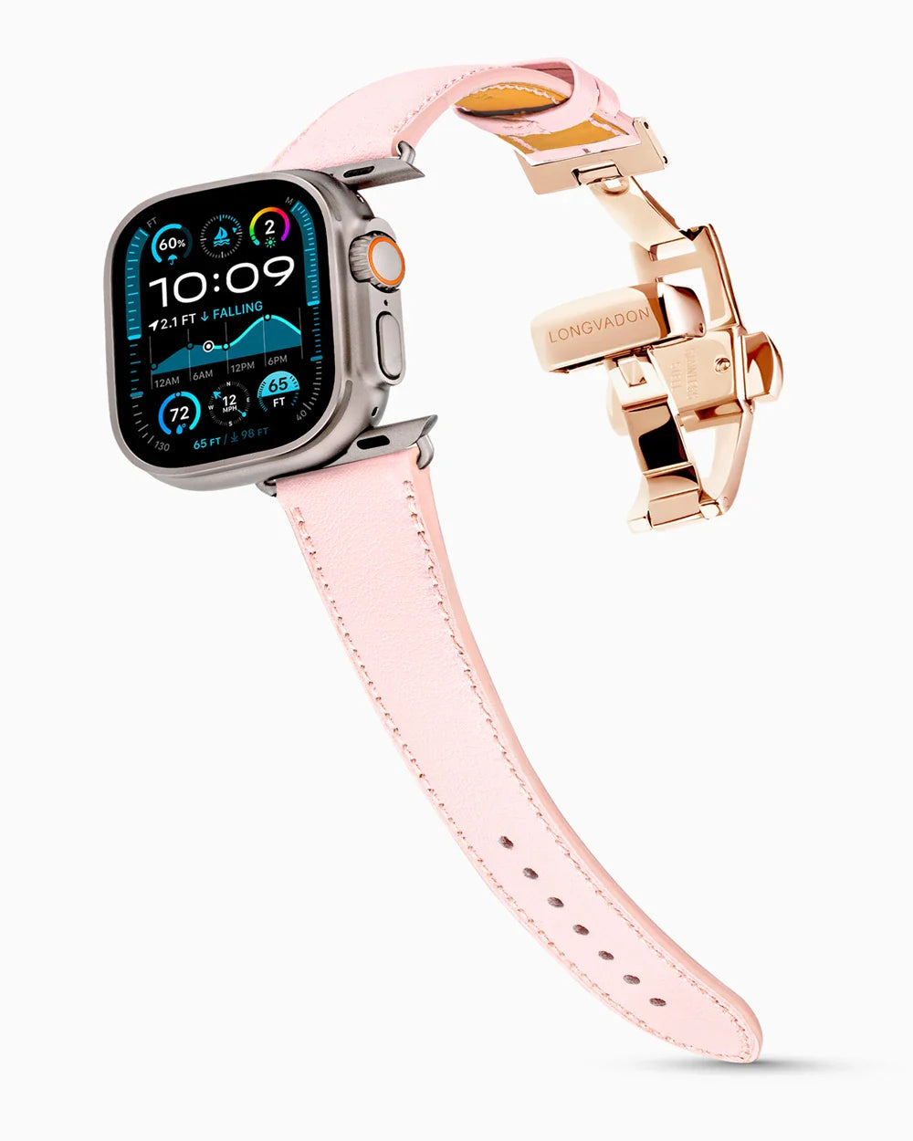 Swift Series luxury Apple Watch leather band on an Apple Watch Ultra