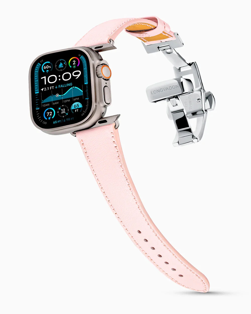 Swift Series luxury Apple Watch leather band on an Apple Watch Ultra