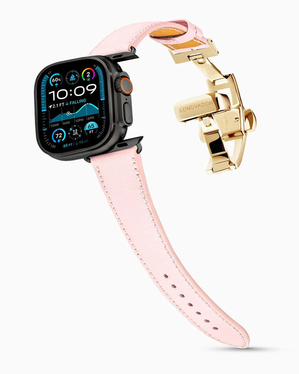 Swift Series luxury Apple Watch leather band on an Apple Watch Ultra