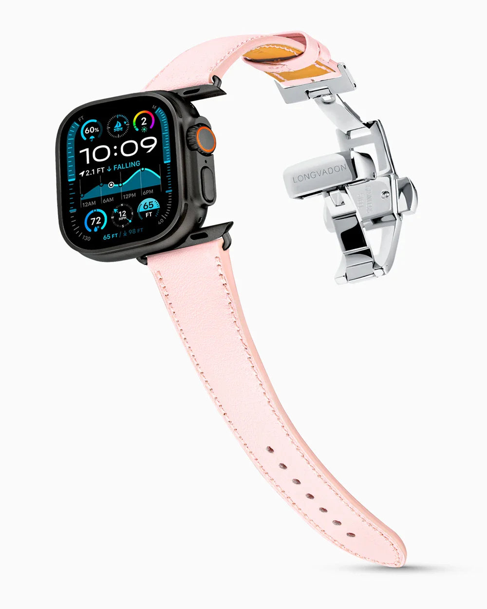 Swift Series luxury Apple Watch leather band on an Apple Watch Ultra