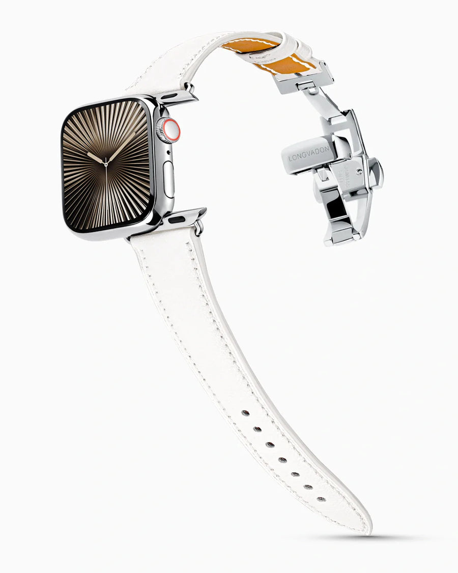 Swift Series luxury Apple Watch leather band on a Series 10 Apple Watch