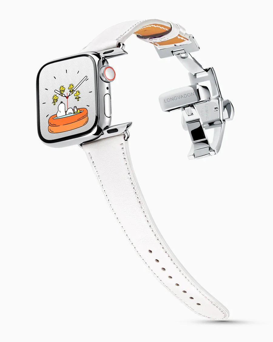 Swift Series luxury Apple Watch leather band on a Series 9 Apple Watch
