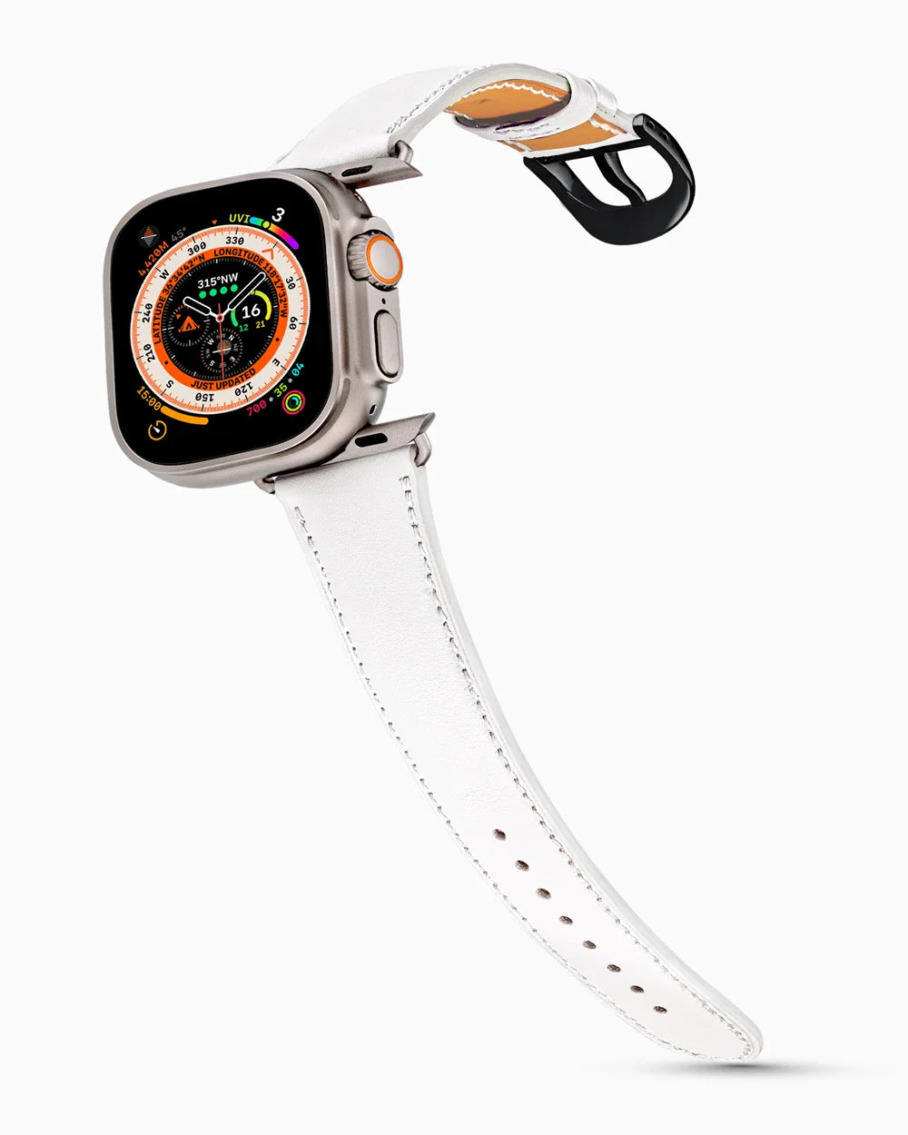 Swift Series luxury Apple Watch leather band on an Apple Watch Ultra