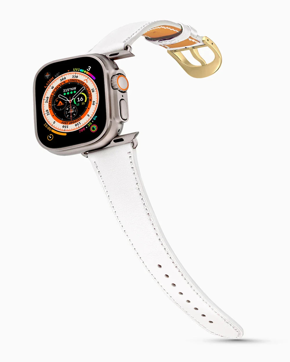 Swift Series luxury Apple Watch leather band on an Apple Watch Ultra