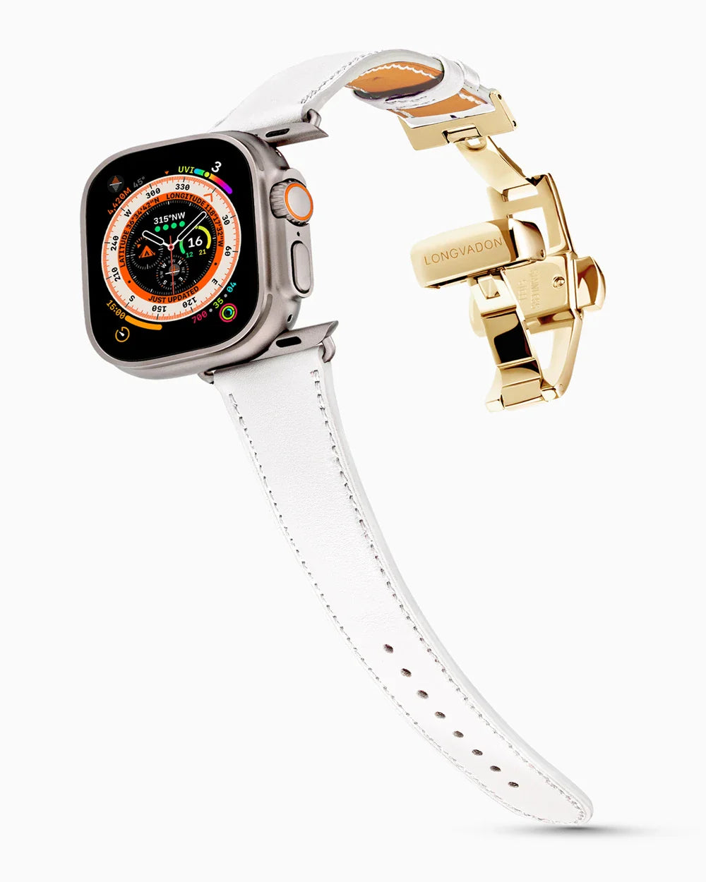 Swift Series luxury Apple Watch leather band on an Apple Watch Ultra