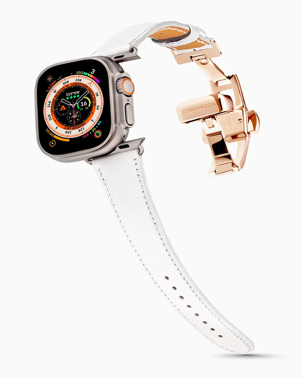 Swift Series luxury Apple Watch leather band on an Apple Watch Ultra