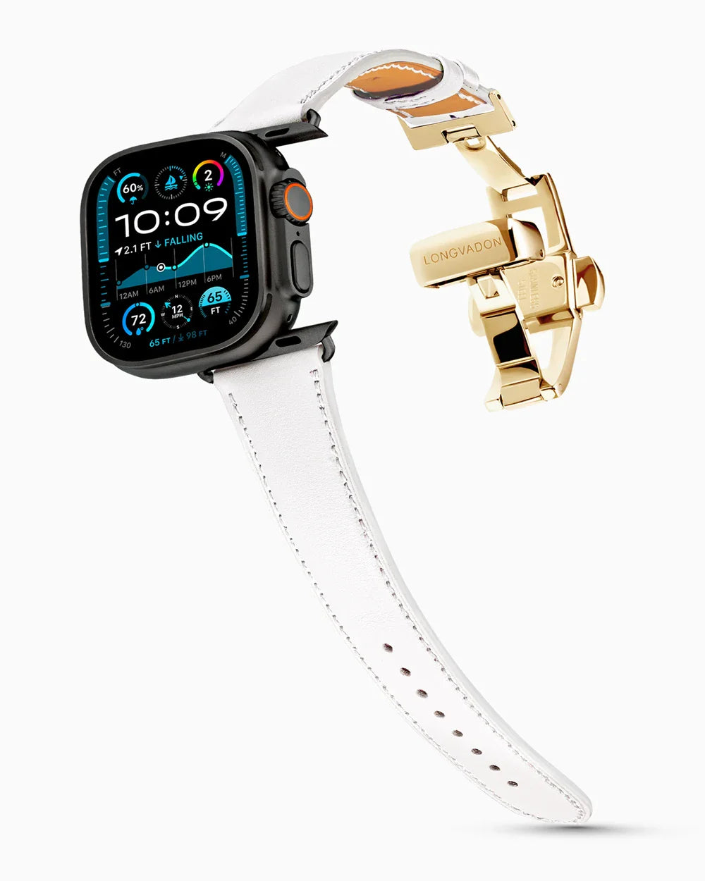 Swift Series luxury Apple Watch leather band on an Apple Watch Ultra