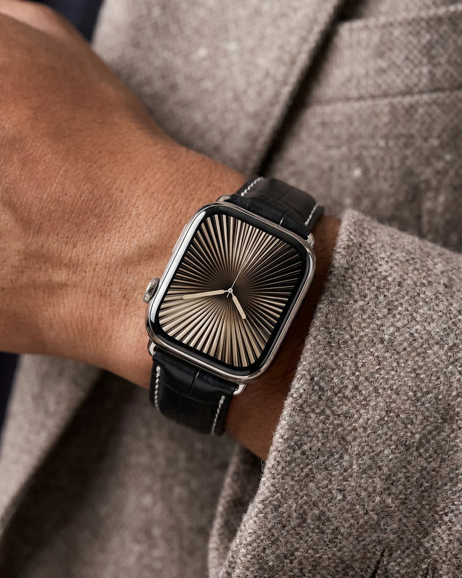 Caiman Series 3 | Noir Mat w/ Contrast Stitch on a man’s wrist