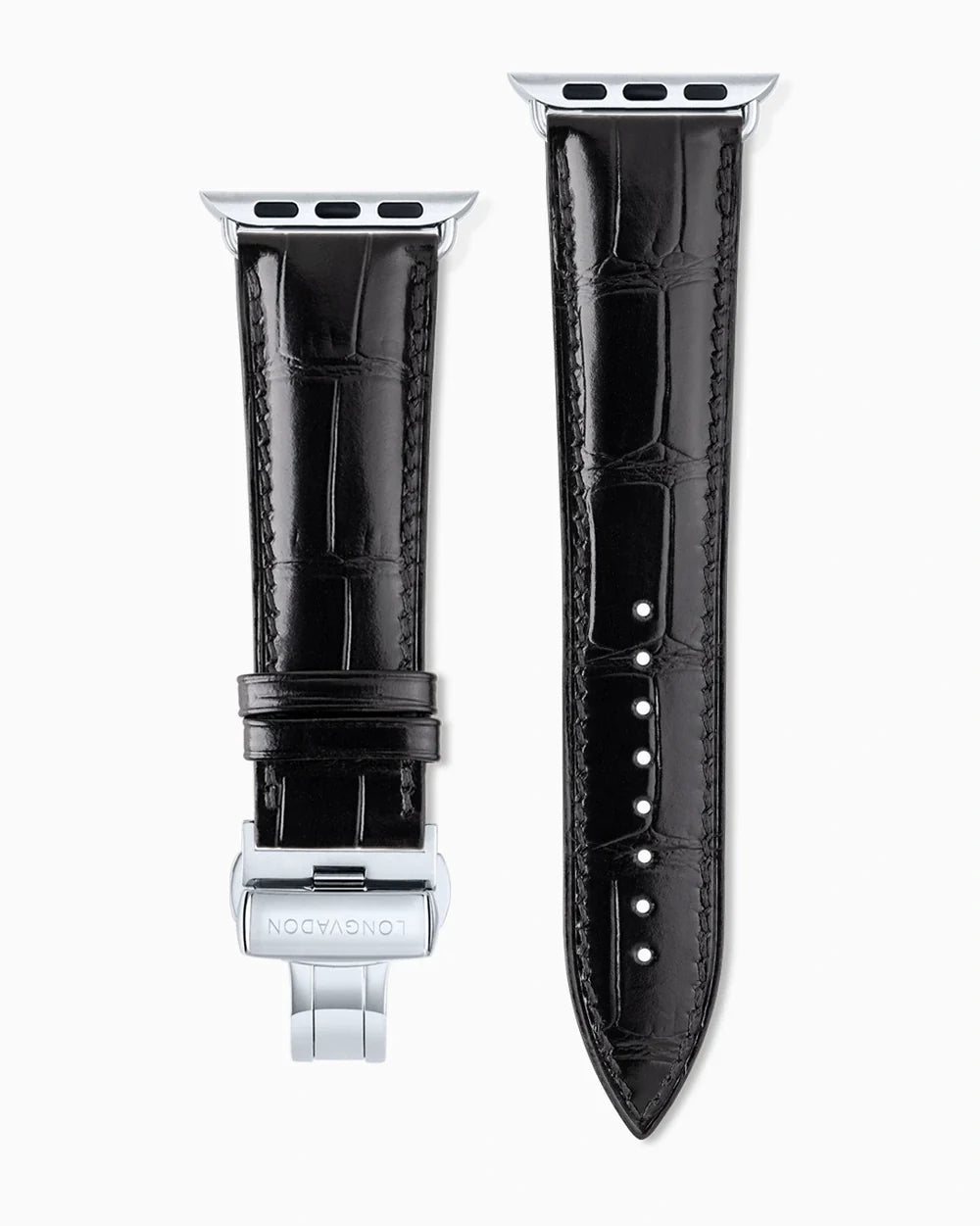 Caiman Series 3 luxury Apple Watch leather band straight from above