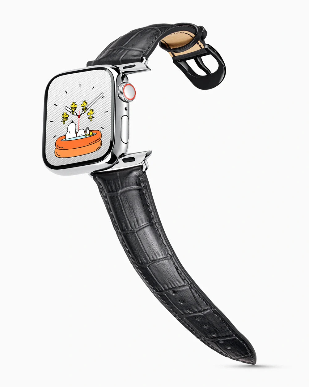 Caiman Series 3 luxury Apple Watch leather band on a Series 9 Apple Watch