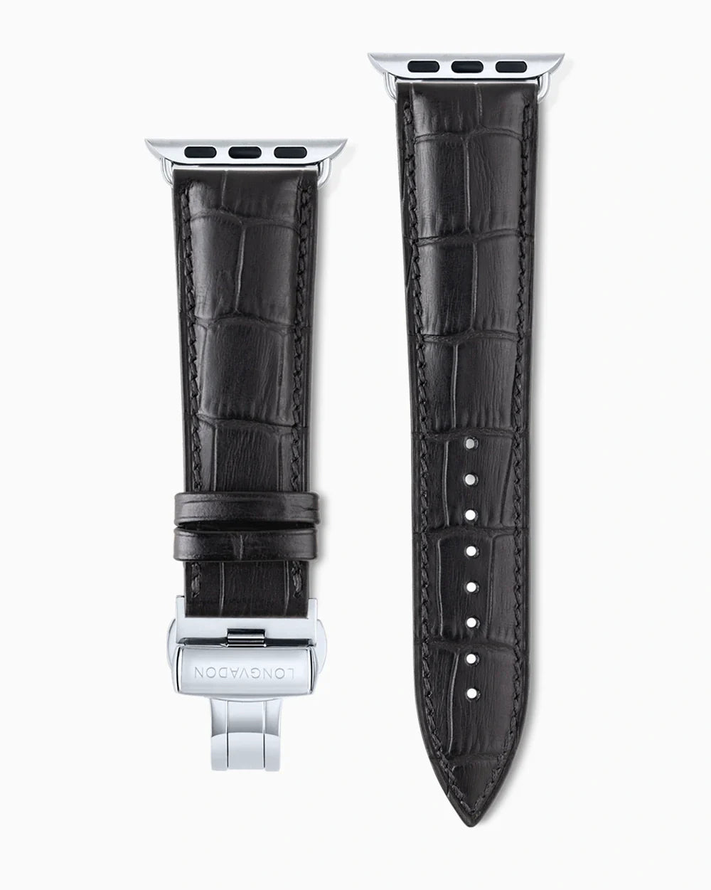 Caiman Series 3 luxury Apple Watch leather band straight from above