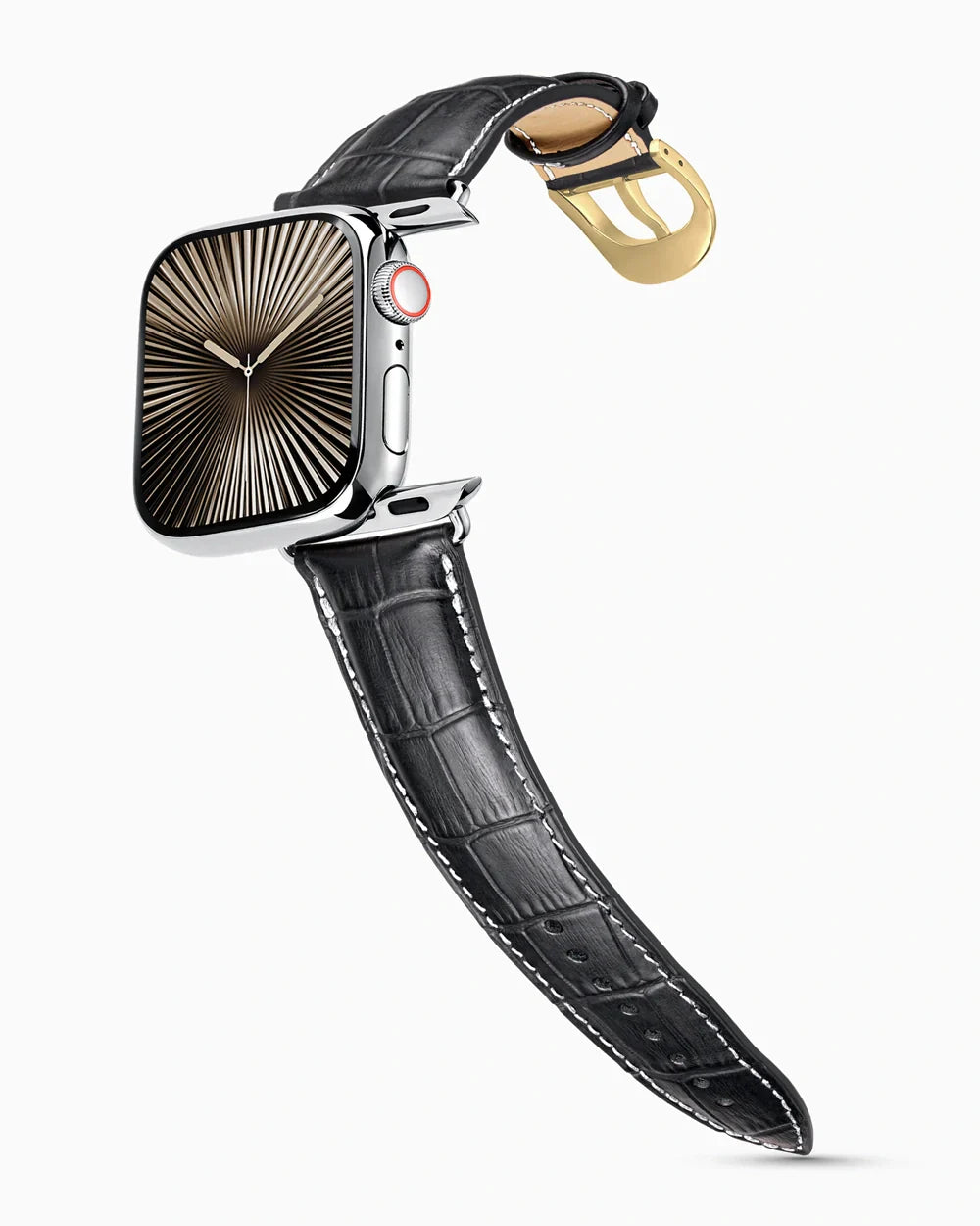 Caiman Series 3 | Noir Mat w/ Contrast Stitch | for Apple Watch Series 10-11 (46MM)