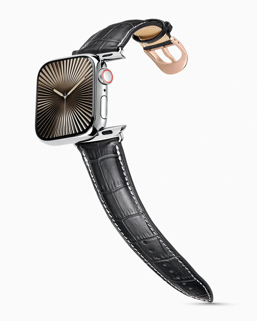 Caiman Series 3 | Noir Mat w/ Contrast Stitch | for Apple Watch Series 10-11 (46MM)