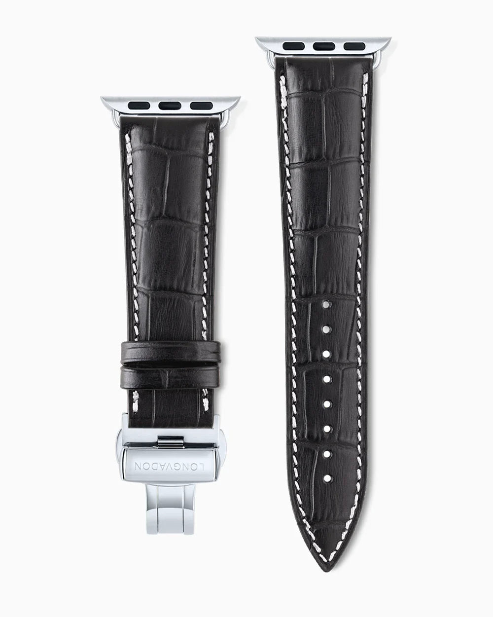 Caiman Series 3 luxury Apple Watch leather band straight from above