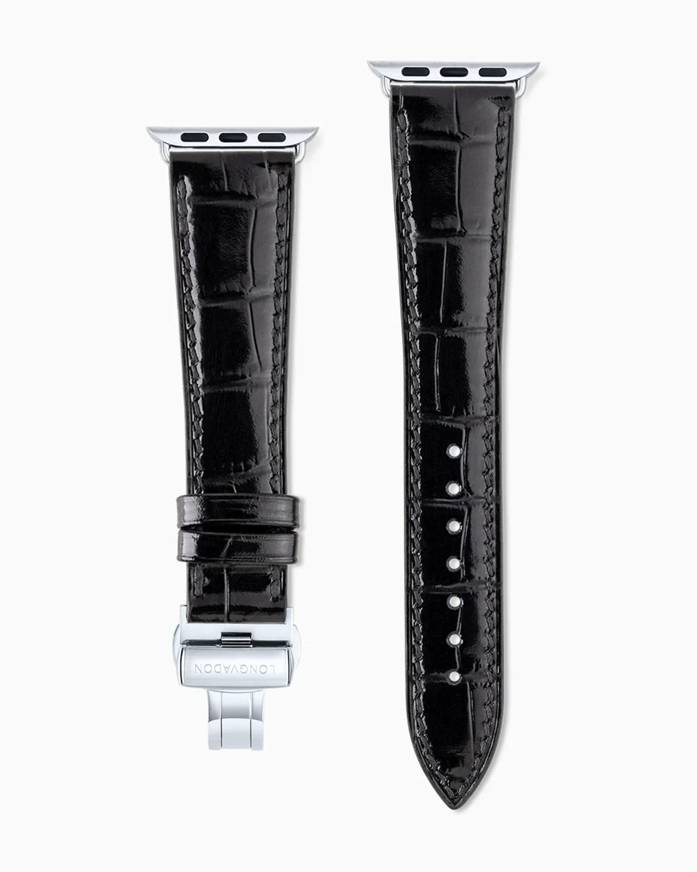 Caiman Series 3 luxury Apple Watch leather band straight from above