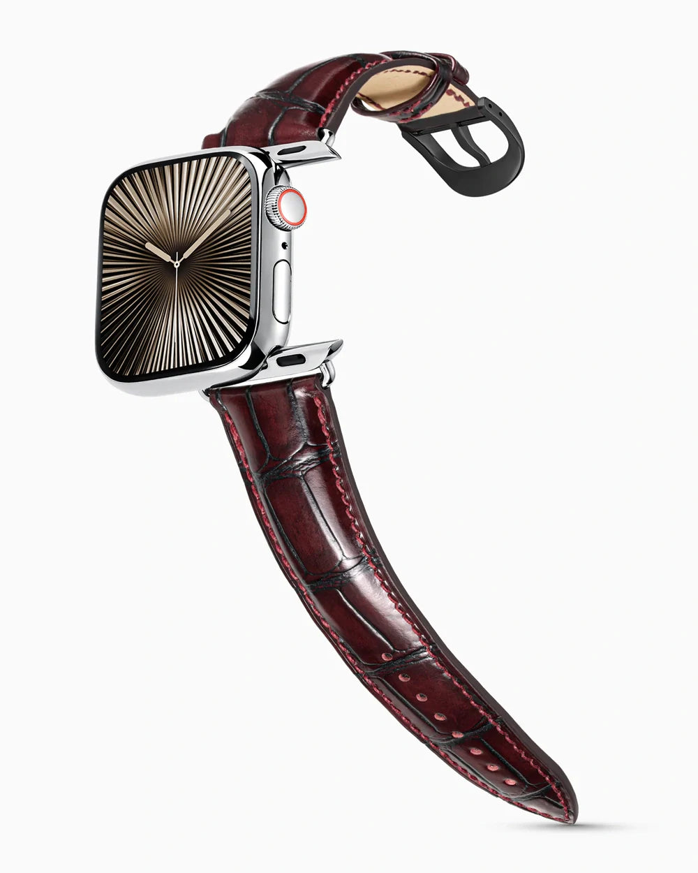 Caiman Series 3 luxury Apple Watch leather band on a Series 10 Apple Watch