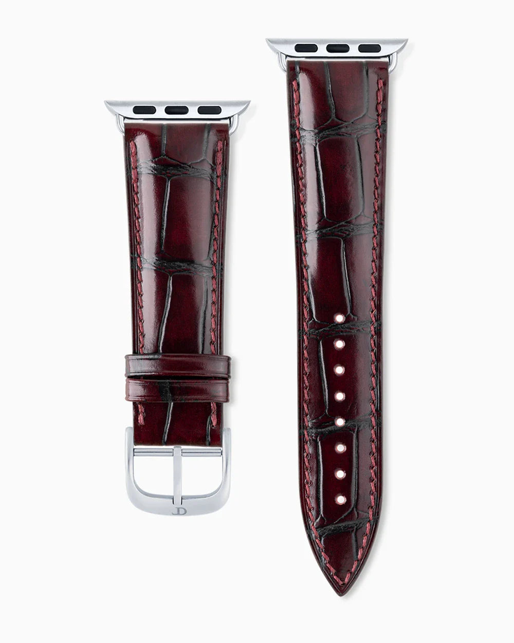 Caiman Series 3 luxury Apple Watch leather band straight from above