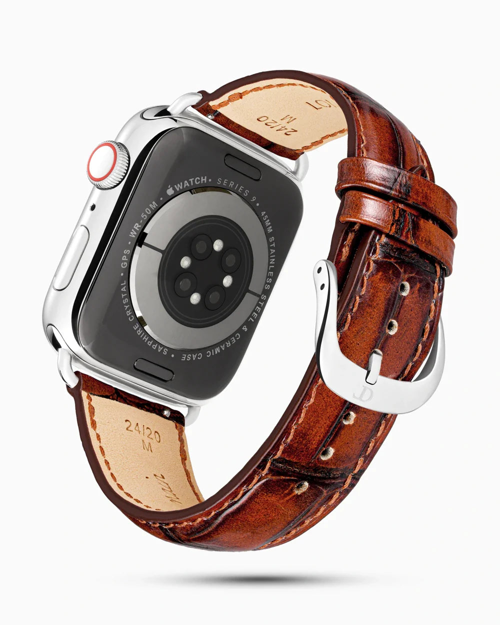 Caiman Series 3 luxury Apple Watch leather band circular image